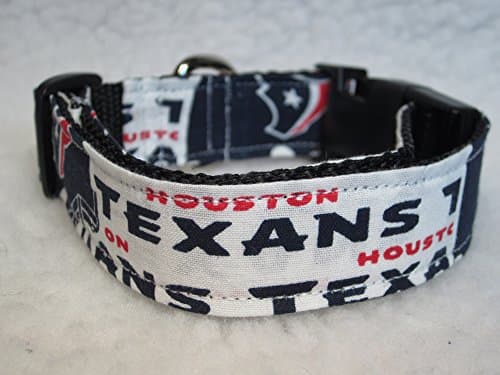 1" &amp; 1.5" Houston Texans Side Release Dog Collar (1.5" Wide, Large 18" to 24" inch, Adjustable)