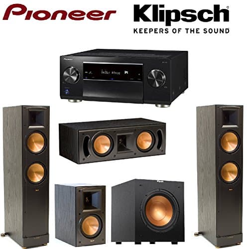 Pioneer Network AV Receiver Audio & Video Component Receiver,Black (SC-LX701) + Klipsch RB-51 II Bookshelf + Klipsch - RC-42 II Center + Klipsch R-10SW Subwoofer + Pair of Klipsch RF-82 II Bundle Leather Bound