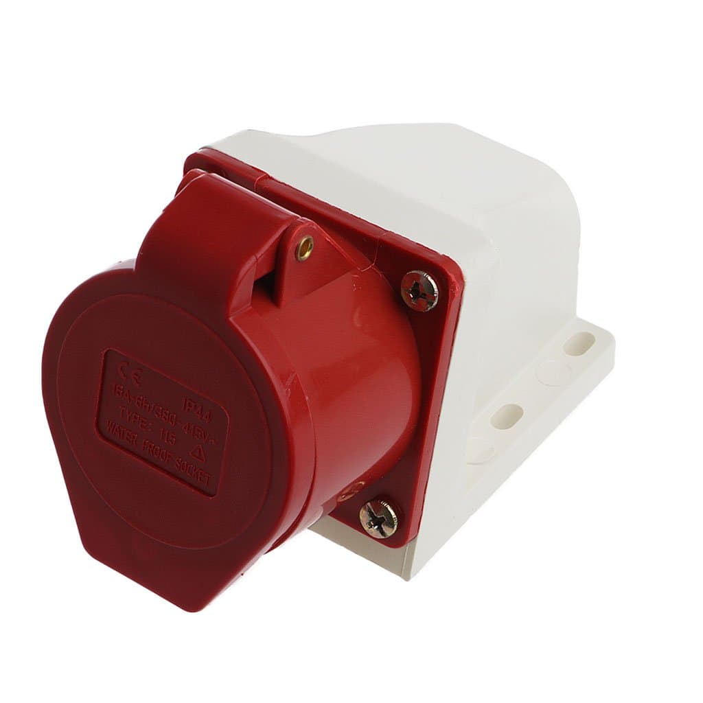 Kingjinglo 16 Amp 5 Pin Wall Mount Socket 380-415Volt Weatherproof IP44 3Phase 3P+N+E
