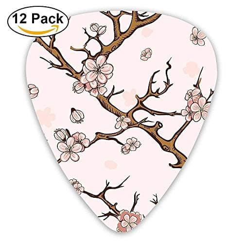 12-Pack Custom Guitar Picks Flower Drawing Pattern Standard Bass Guitarist Music Gifts