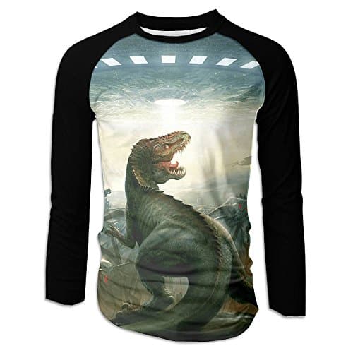 Alien Kidnap Dinosaur Mens Style Pullover Raglan Shirts