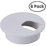 TOPETEK Computer Desk Grommet Kit - 2" White Wire Organizer for Office Cord Management (6 Pack)