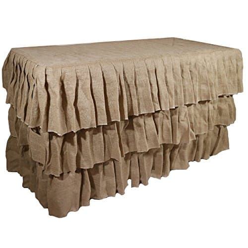 Doolova 4ft Wholesale Natural 3 Tier Rustic Elegant Ruffled Burlap Table Skirt Wedding Outdoor Party