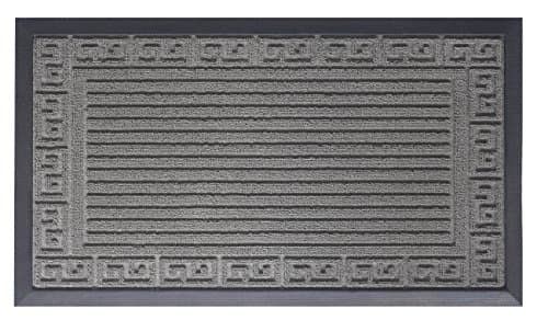 OVERSIZE Doormat Shoe Scraper Easy Clean Soft Texture Greek Key Design Grey