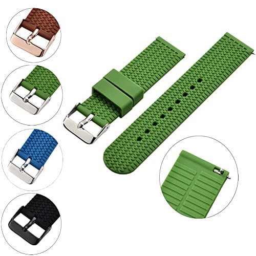 XiangMi Silicone Replacement Watch Band,Quick Release Soft Rubber Strap - Waterproof, Textured Tire Pattern – Choice of Colors, 18, 20& 22mm Watch Strap