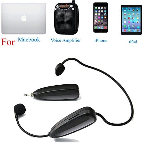 Nicad Wireless Headset/Headworn Stereo Microphone for Voice Amplifier Speaker Samsung Android Smartphones iPhone iPad Laptop