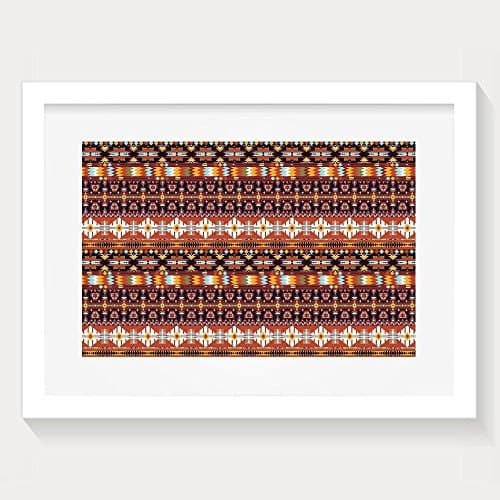 HUANGLING Seamless Colorful Abstract Geometric Aztec Composed With Arrow Pattern Decorative Framed Wall Art Prints For Home Decoration White