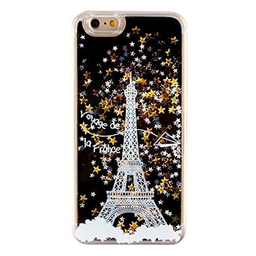 iPhone 6s Case, Weline Fluid Flowing Liquid Back Cover, Luxury Bling Glitter Star Quicksand Hard Plastic Bumper Skin Dual Layer Transparent Cover for Apple iPhone 6/6s- Transmission tower