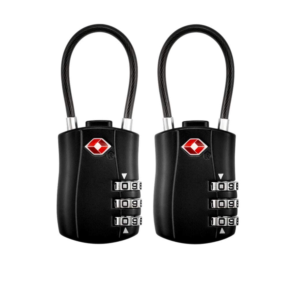 TSA Luggage Locks (2 Pack),3 Digit Security Padlock,Combination Lock,Approved Travel Cable Locks for Suitcases Luggage Bag Toolbox Case