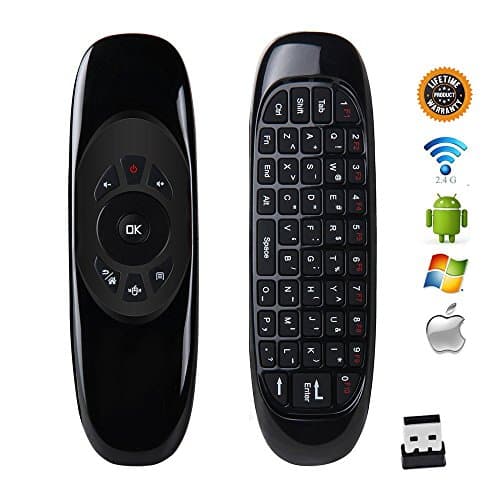 WELLWIN C120 2.4 G Wireless Mini Air Fly Mouse with Qwerty Keyboard Gyroscope Remote Control for Android TV Box PC HTPC IPTV Smart TV,Support Windows Mac and Linux (C120)