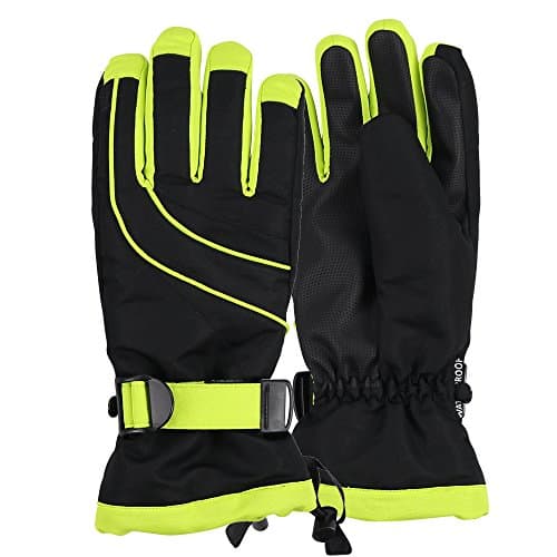 Women's Thinsulate Lined Waterproof Ski Glove (Black/Neon, Small/Medium)