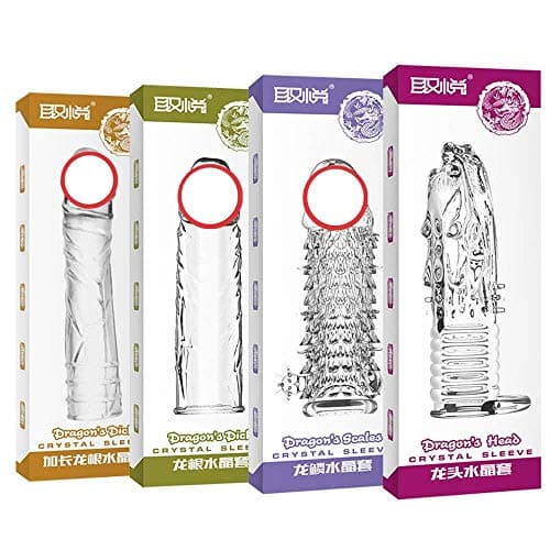 Silicone Spike Con-Dom Reusable Quality Type Permanent Bump Enhance 4 PCS Dragon Series