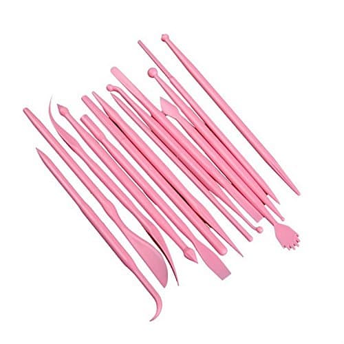 SORCO 14Pcs Cake Decorating Flower Modelling Sugar Craft Carving Tools Kit Pink