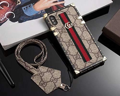 New Classic Elegant PU Leather Style Cases for Apple iPhone 6/6S Plus Cellphone Back Cover Case for iPhones 7/8 Plus Full Protective Case with Long Rope for iPhone X(Trunk Bag Brown 7/8)