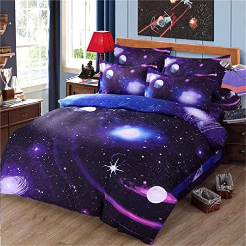 SHECHIYONG 3D Blue Sky Bed Sheet Set Pillowcase Double Bed Sheets Duvet Cover Set Bed Linen Galaxy Bedding Set 3D Bed Mattresses Bedspreads 5 220x240cm