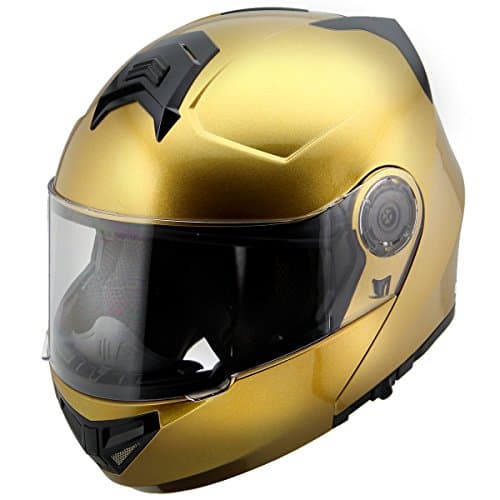 Hawk H-70 Solid Gold Modular Motorcycle Helmet - Large