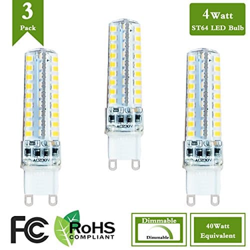 (Pack of 3)4 Watt LED G9 Dimmable Light Bulb Replacement 40 Watt Halogen Bulbs, 4000K Natural White 120 Volt 400 Lumens 360 Degree G9 Base LED Light Bulb