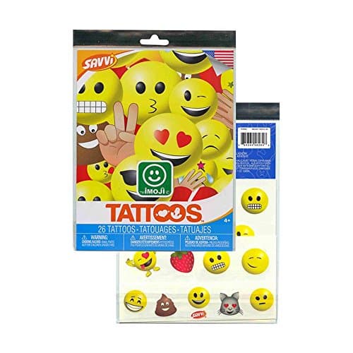 2-Pack (52 Total) Emoji Imoji Temporary Tattoos, Made in the USA