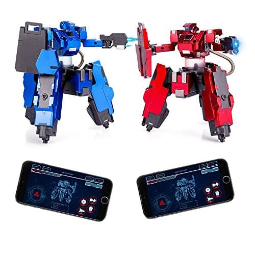 Liphier Smart Remote Control Cavalry Robots for Boy or Girl Birthday Present,Bluetooth Fighting Robot Intelligent Warrior with Flashing Light and Sounds,Great Combat Action Toy-2 Packs in Blue&Red