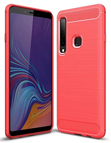 Galaxy A9 2018 Case, Galaxy A9 Star Pro Case, Rnicy Slim Shock Absorption Rubber Soft TPU Flexible Brushed Texture Protective Cover Case for Samsung Galaxy A9 2018 (Red)