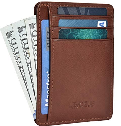 Front Pocket Handcrafted RFID blocking Minimalist Slim Leather Wallet with Gift Box For Men and Women.