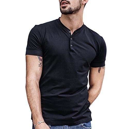 Henley Shirts for Men Slim Fit Short Sleeve Basic Cotton Casual T-Shirts