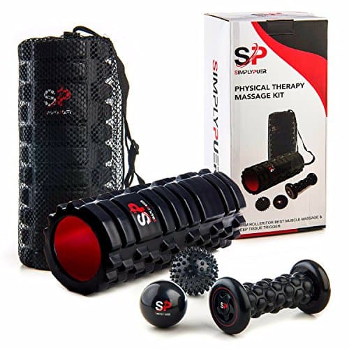 FOAM ROLLER SET for Athletes - DELUXE 6-IN-1 High Density Muscle Rollers, Spiky & Smooth Massage Balls, Foot Massager for Myofascial &Trigger Point Release, Relaxes Joints and Sore Muscles + eBook