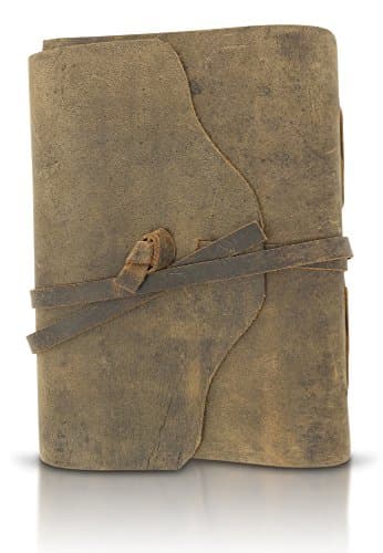 Leather Journal Writing Notebook with Pen Strap Wrap - Genuine Buffalo Hide - Sketch Pad Journals to Write In - Diary Sketchbook Men &amp; Women Gift - Brown Vintage - Diario de Cuero Cuaderno (8x6)