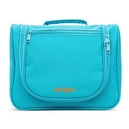 LYCEEM Unisex Hanging Toiletry Bag Travel Organizer Dopp Kit Basic Style (Updated Sky Blue)