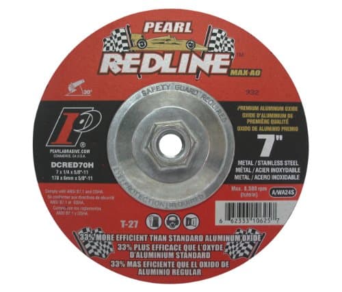Redline Max A.O.DC Grinding Wheel 7 x 1/4 x 5/8-11 A/WA24R T-27, Pack of 10