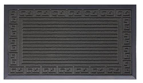 Doormat Shoe Scraper Easy Clean Soft Texture Greek Key Design Black
