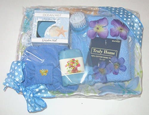 Spa and Bath Gift Set on Decorative Tray - Blue