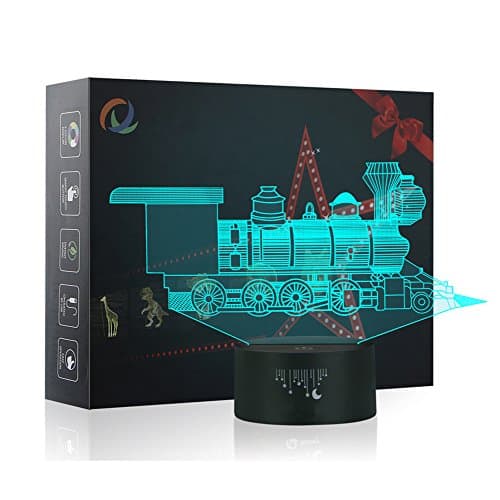 Train 3D LED Optical Illusion Lamps, Rquite 7 Color Change Touch Switch Art Sculpture Lights LED Desk Table Night Light Awesome Gift