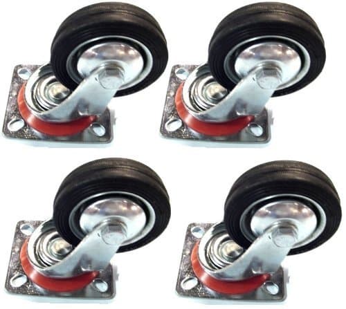 4 Pack - 4" Swivel Caster Wheels Rubber Base with Top Plate & Bearing Heavy Duty
