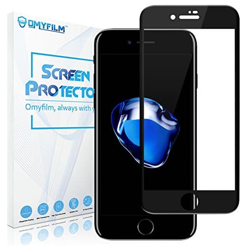   iPhone 8 Plus/7 Plus Screen Protector, OMYFILM iPhone 8 Plus/7 Plus Carbon Fiber Screen Protector [Tempered Glass] [Bubble Free] Full Coverage Screen Protector for iPhone 8 Plus/7 Plus (Black)