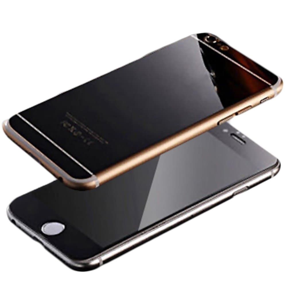 MobilePick for iPhone 7 Plus Mirror Film, Full Body [Front & Back] Colored Tempered Glass Screen Protector Decal Skin Sticker for Apple iPhone 7 Plus 4.7inch (Black)