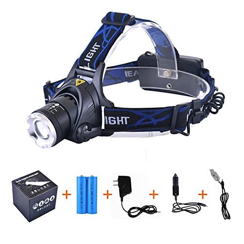TOPIA STAR High powered Rechargeable LED Headlamp with 3 Modes for Outdoor Sports
