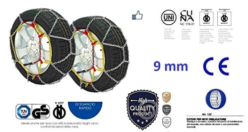 himag Snow Chains 9 mm Chains Group 110 Knitting onorm: R15 – 215/70; R15 – 225/65; R15 – 235/60; R16 – 215/60; R16 – 225/55; R16 – 235/55; R17 – 225/70; R17 – 235/50; R18 – 235/40; 220/65 – 390