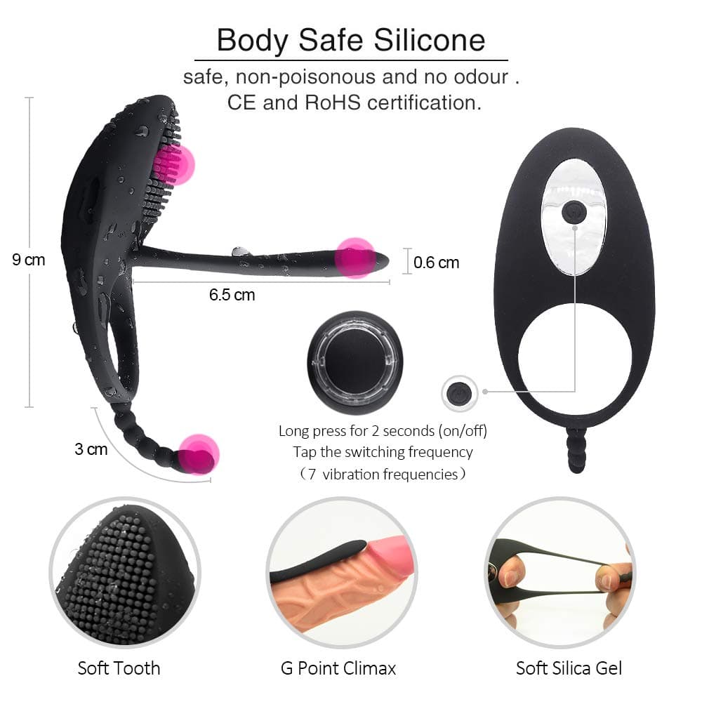 Powerful Vibration Modes Pennis-sring Ring for Men Women Shake Rooster Cockring Medical Grade Silicone Remote Control,T-Shirt