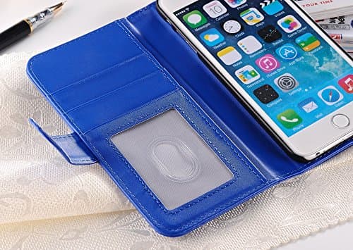 iPhone 6 Plus & 6S Plus : Premium quality Leather Wallet style Flip Cover plus photo frame, built-in card slot, Cash compartment with Magnetic closure for iPhone 6Plus & 6S Plus (Blue)