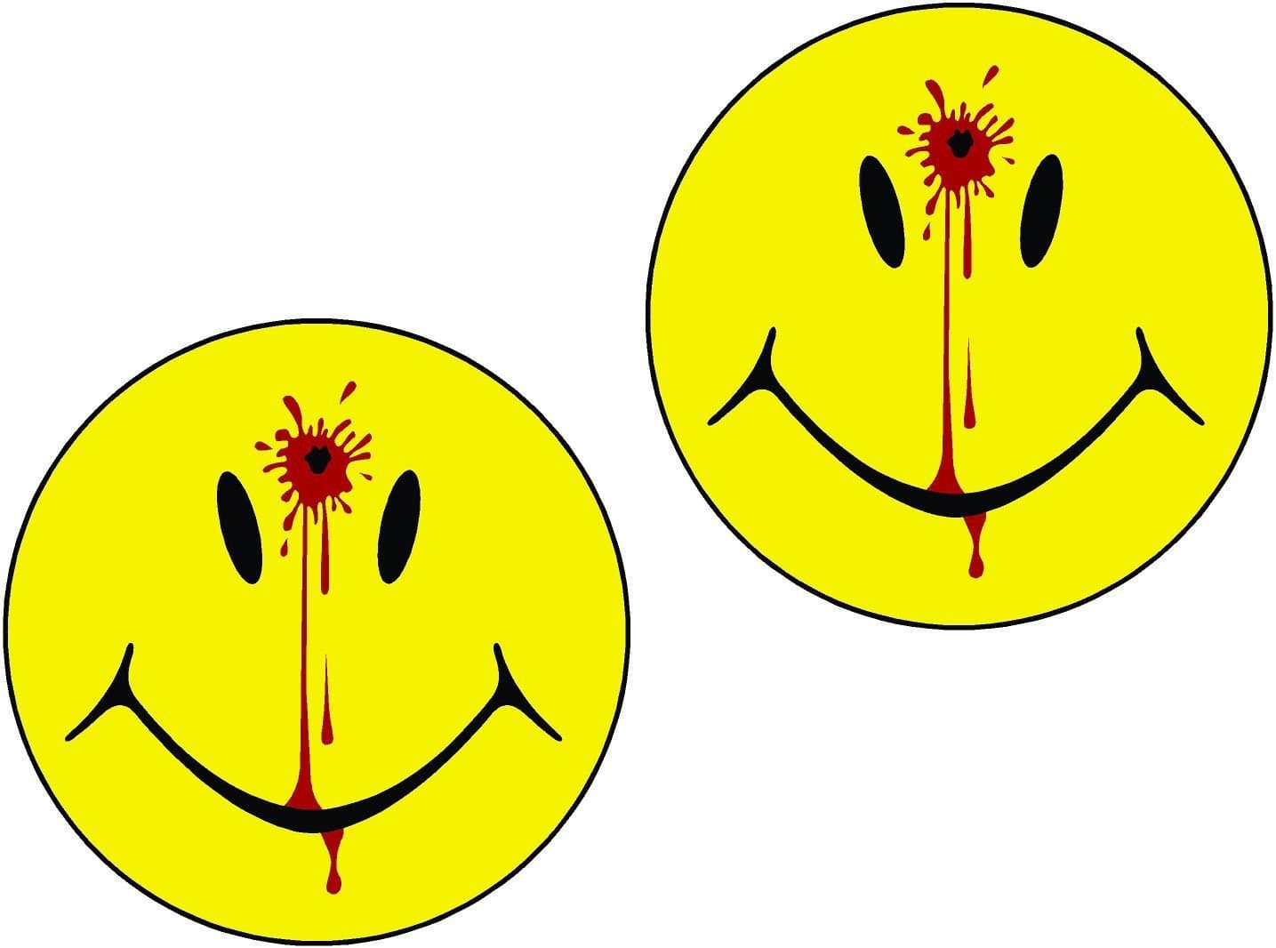 2-3" Set Smiley Face Dead Decal Head Shot Bullet Hole Guns Sticker Car Bumper Window Decal Blood
