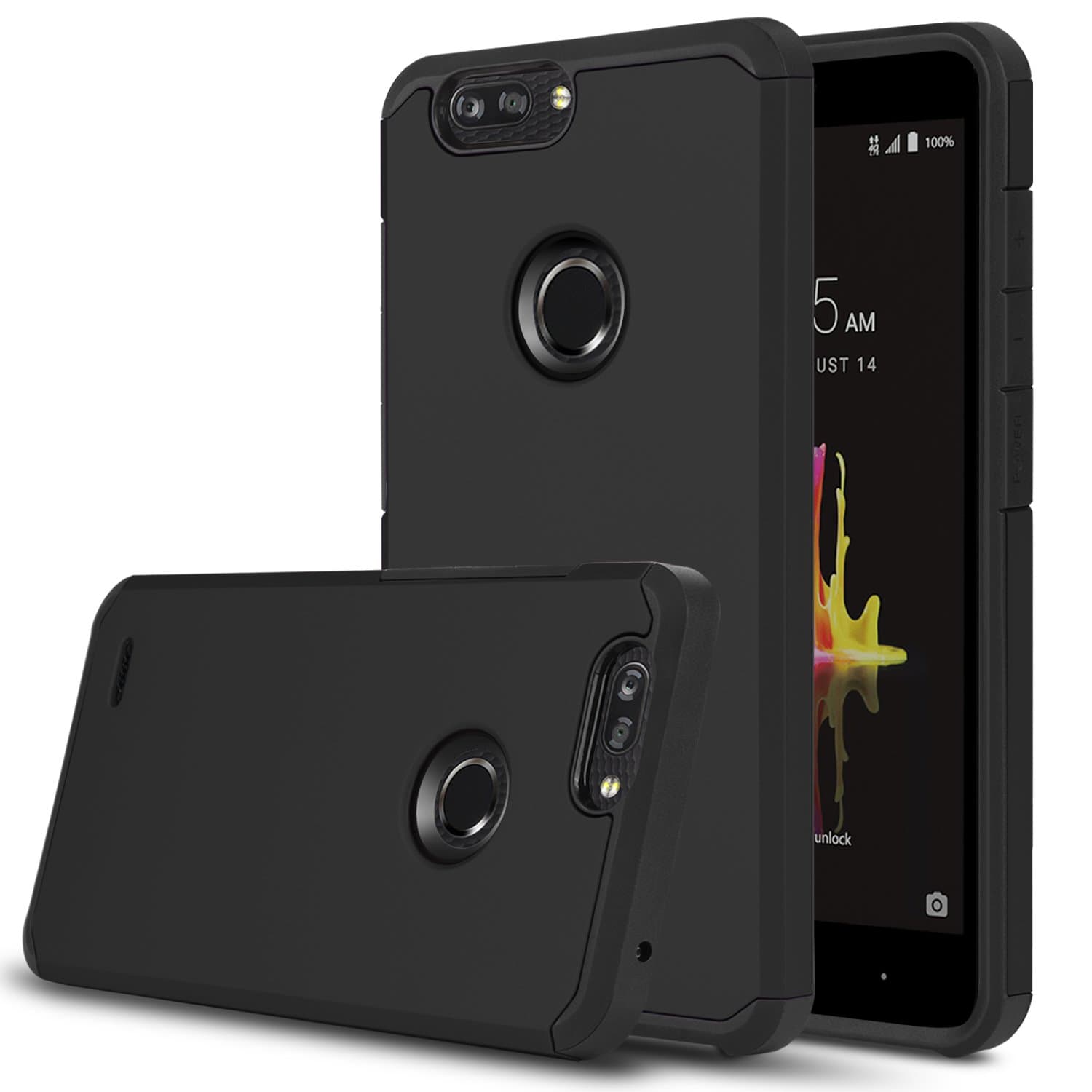 Venoro Shockproof Slim Anti Scratch Hybrid Dual Layer Armor Defender Protective Phone Case Cover Compatible with ZTE Z982/ZTE Blade Z Max/ZTE ZMax Pro 2/ZTE Sequoia(Black)