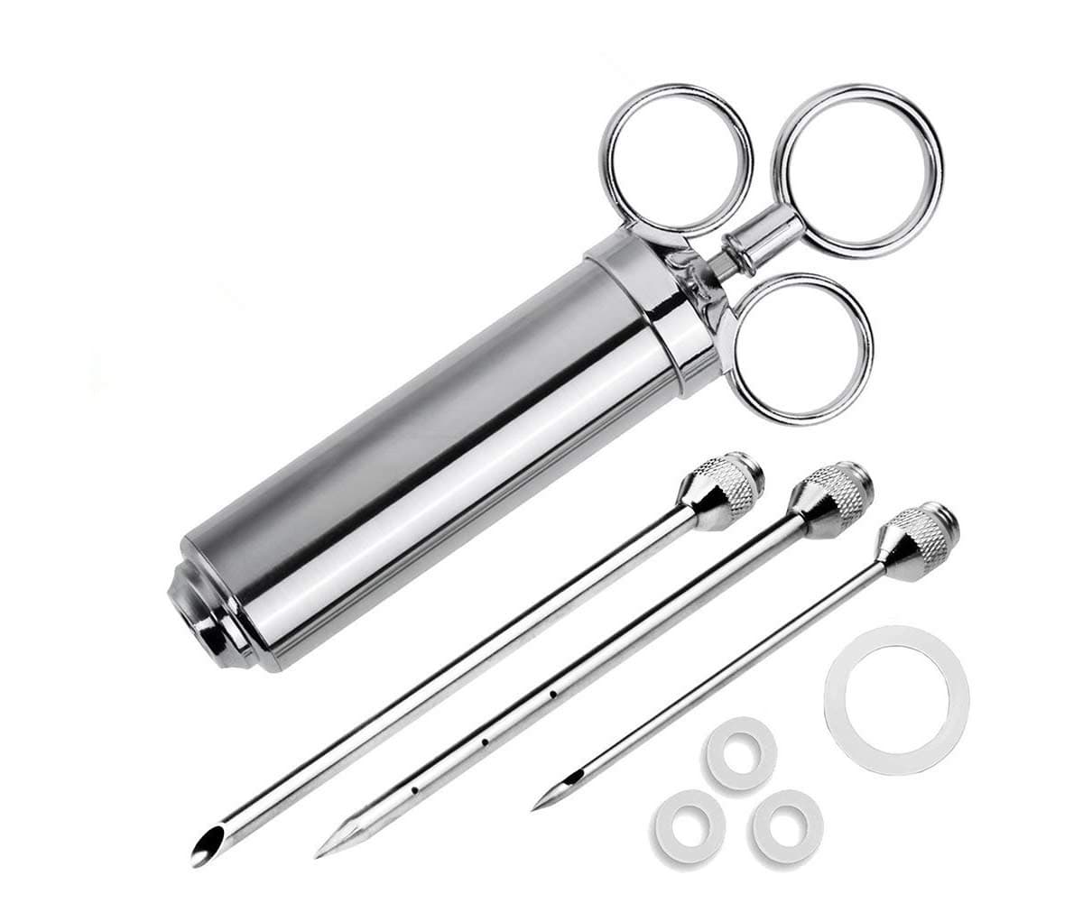 Marinade Injector-Meat Injector Kit. 3 Needles for Great Tasting Food. Top Food Grade Stainless Steel. Gift Boxed Set and e-recipes download book