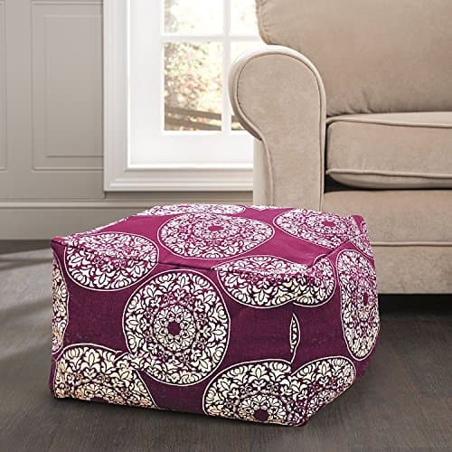 Premium Quality Ottoman Rustic Pouf– Excellent Construction- Different Color & Pattern Combinations– Grey, Red & Navy Blue W/ Moroccan Designs– Comfortable & Soft Fabric