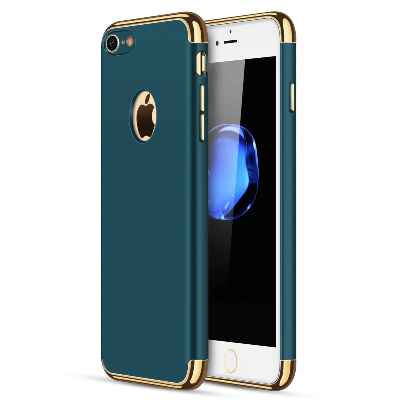 iPhone 7 Case, CROSYMX 3 in 1 Ultra Thin and Slim Hard Case Coated Non Slip Matte Surface with Electroplate Frame for Apple iPhone 7 (4.7'')(2016) - Dark Green