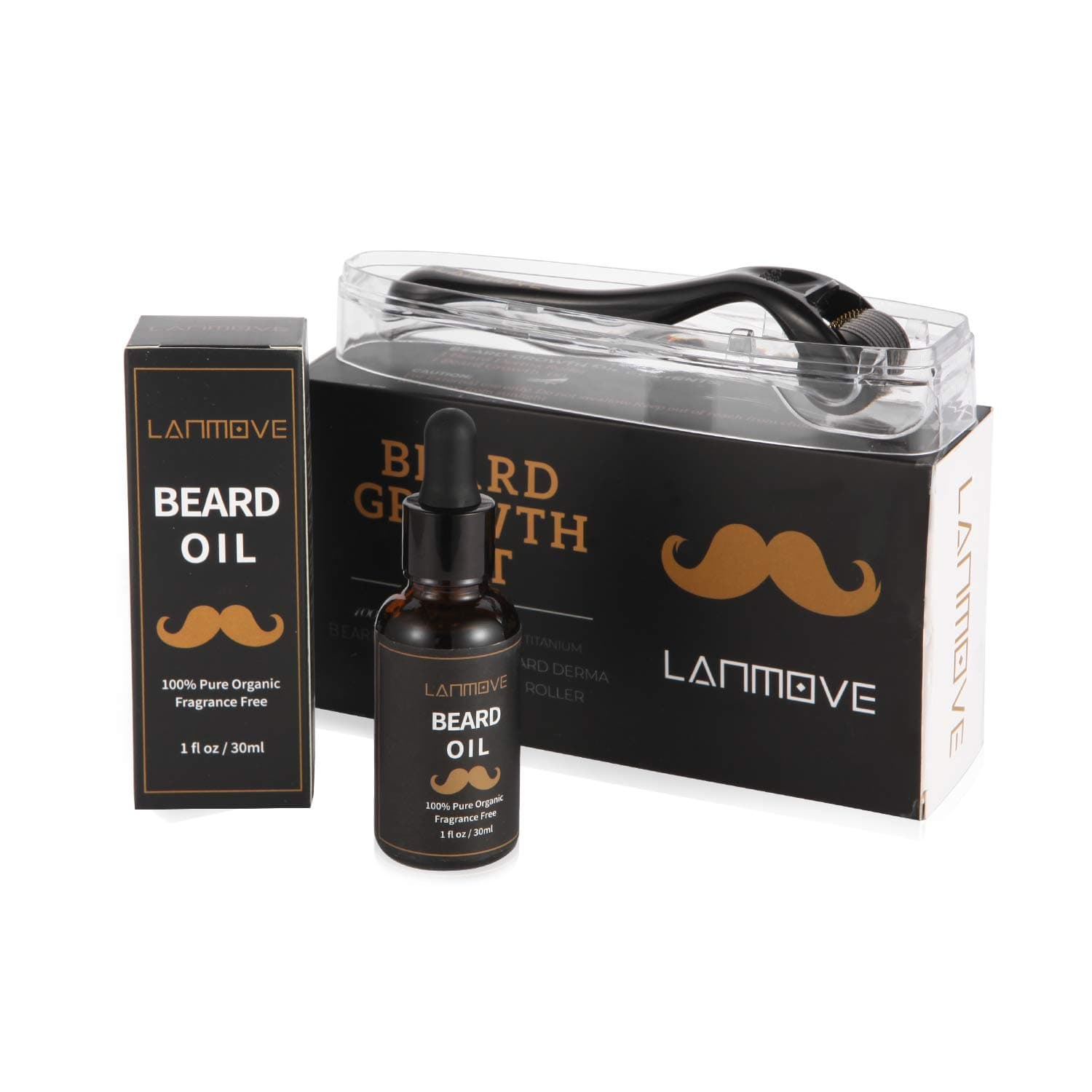 Derma Roller Beard Growth Kit,Beard Roller + Beard Growth Oil for Men, Facial Hair Roller for Men, Grow Beard with Beard Stimulator Hair Growth Kit, Organic Beard Oil and Microneedle Dermaroller