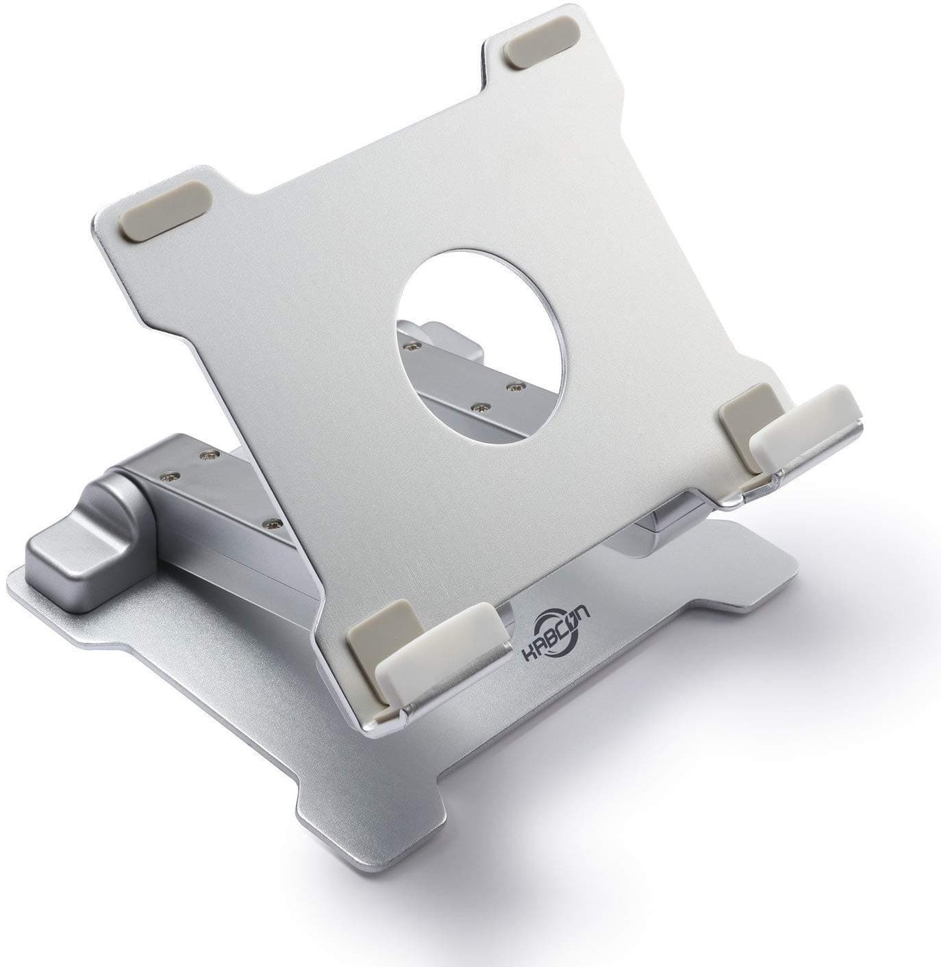 WJL Adjustable Aluminum Multi-Angle Kabcon Tablet Stand for Home, Office and Counter Stand, Silver