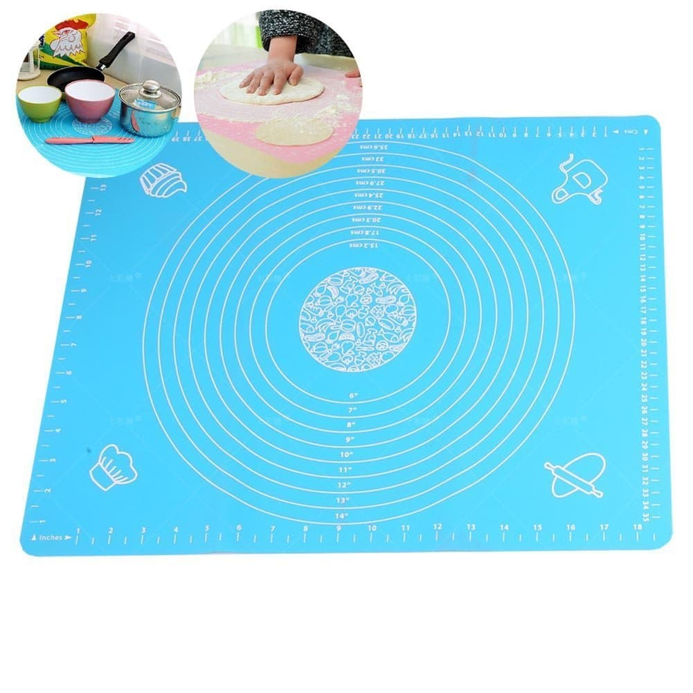DYQWT Large Massive Pastry Fondant Silicone Work Rolling Baking Mat with Measurements GJD01,Blue