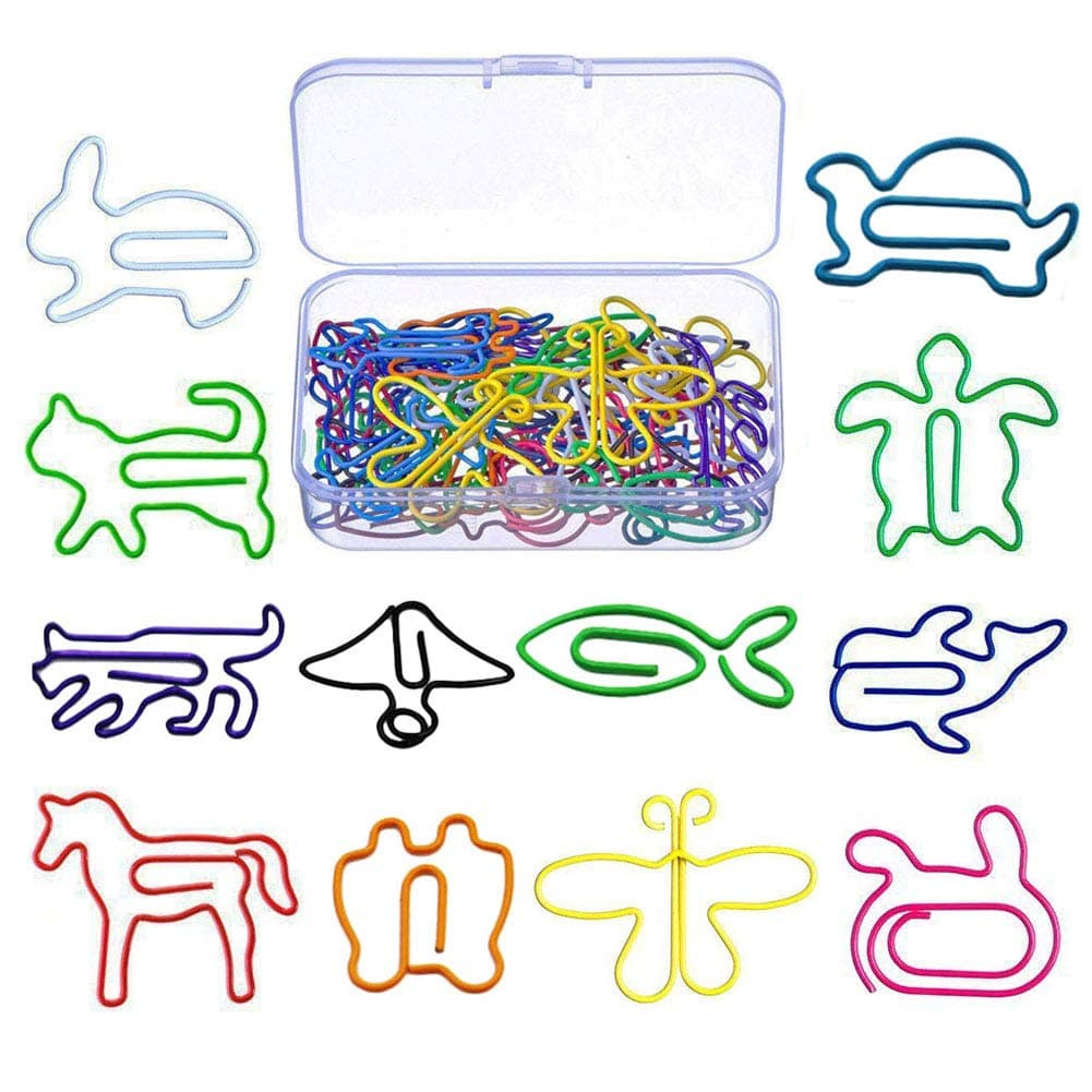 SUNSWEI Multicolor Paper Clips Shape for Bookmark Office School, 12 Styles, 60 Pieces