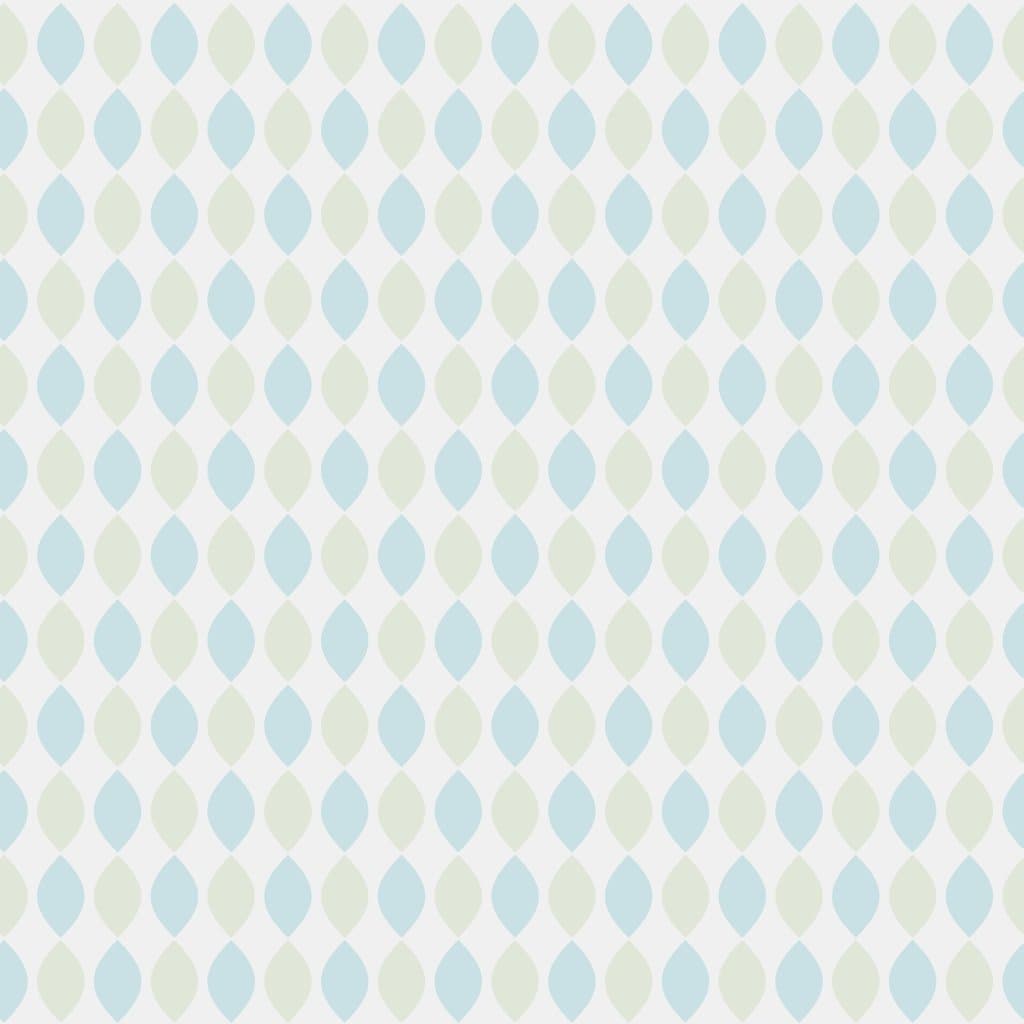 Reflections 5927 Non-Woven Wallpaper 50s Retro Pattern Almond Shape Vertical in Rows in Blue and Hellolivgrün on Cream White